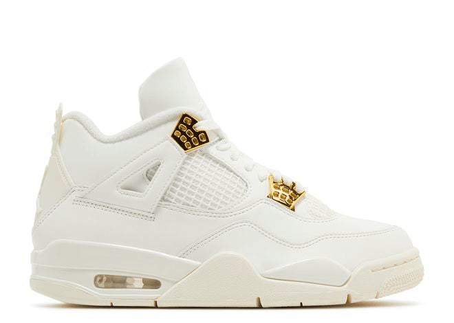 Air Jordan 4 Retro White and Gold Metalic